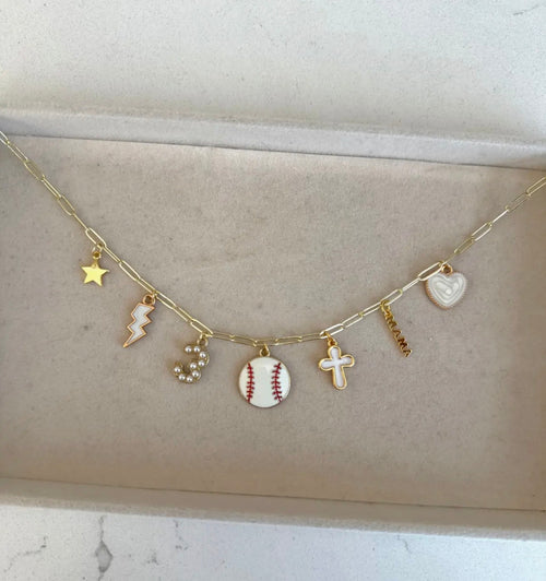 Mama Softball/Baseball Charm Necklace